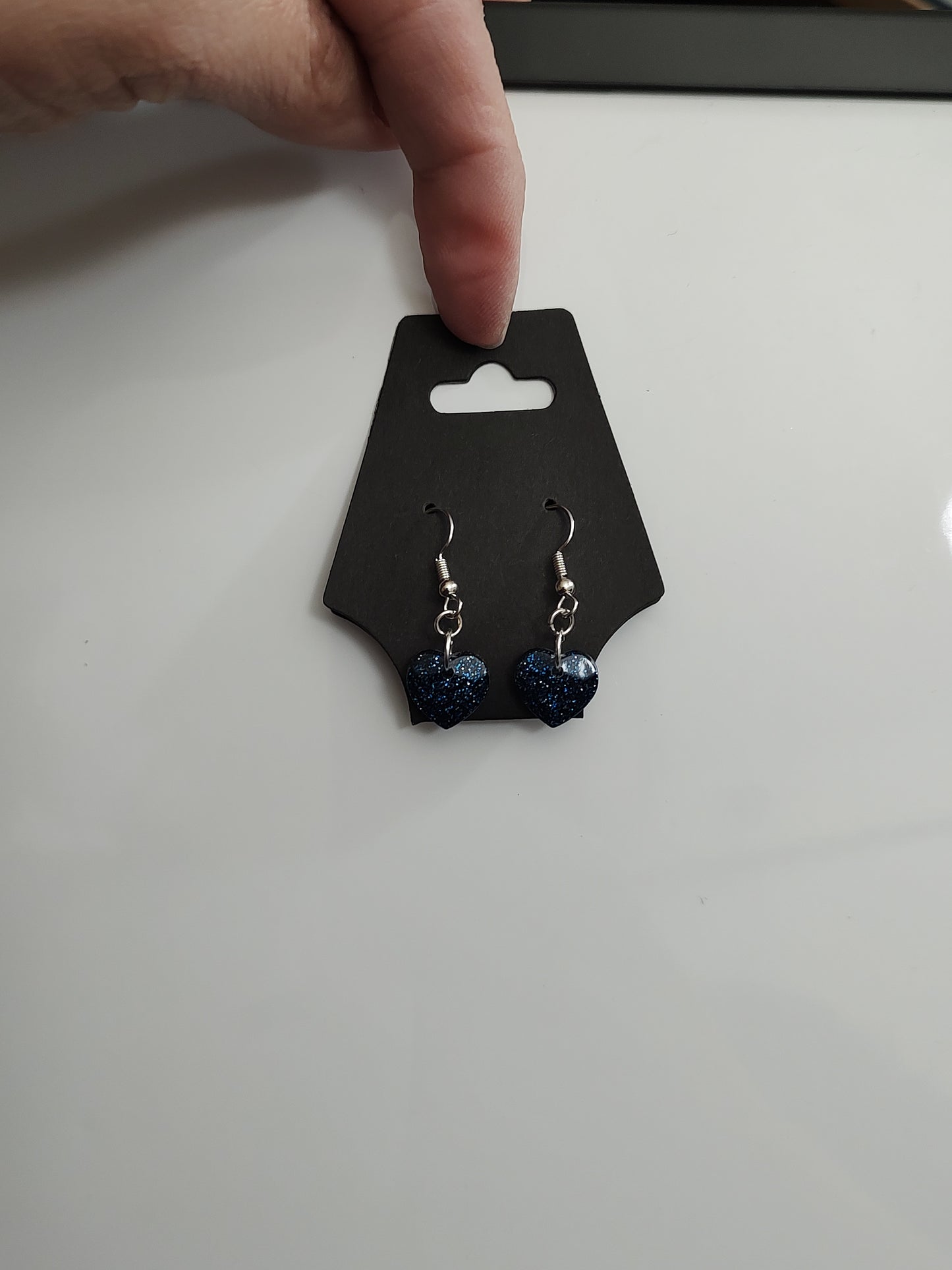 Earrings -midnight, light, ocean, sapphire, and fluorescent glitter READY TO SHIP