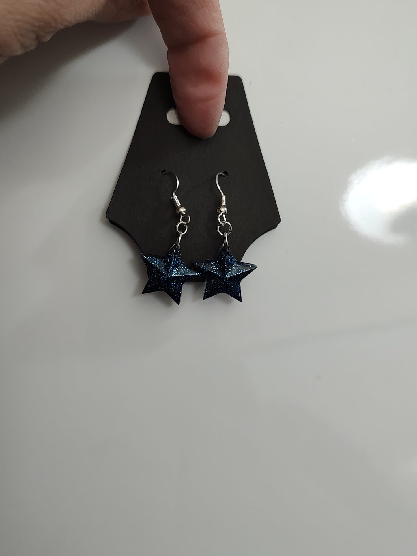 Earrings -midnight, light, ocean, sapphire, and fluorescent glitter READY TO SHIP
