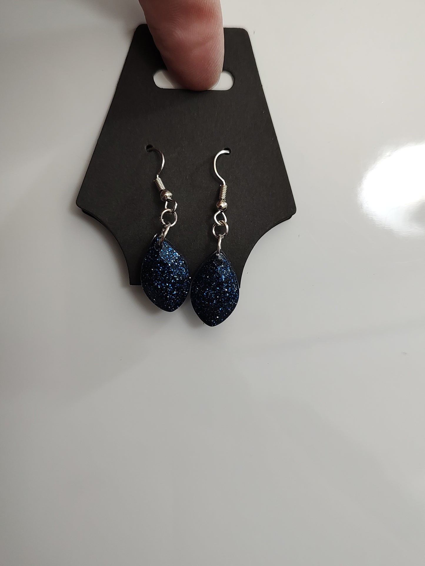 Earrings -midnight, light, ocean, sapphire, and fluorescent glitter READY TO SHIP