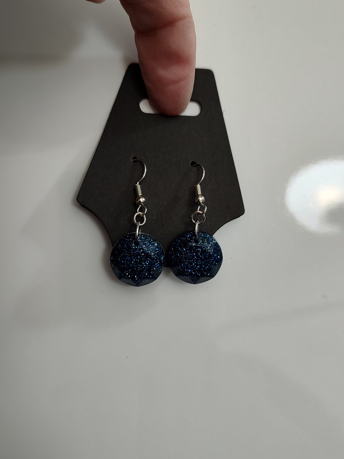 Earrings -midnight, light, ocean, sapphire, and fluorescent glitter READY TO SHIP