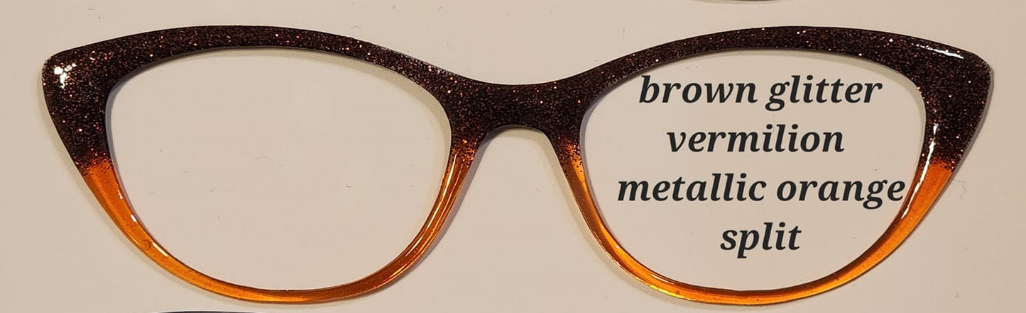 Brown Glitter Vermilion Metallic Orange Magnetic Eyeglasses Topper