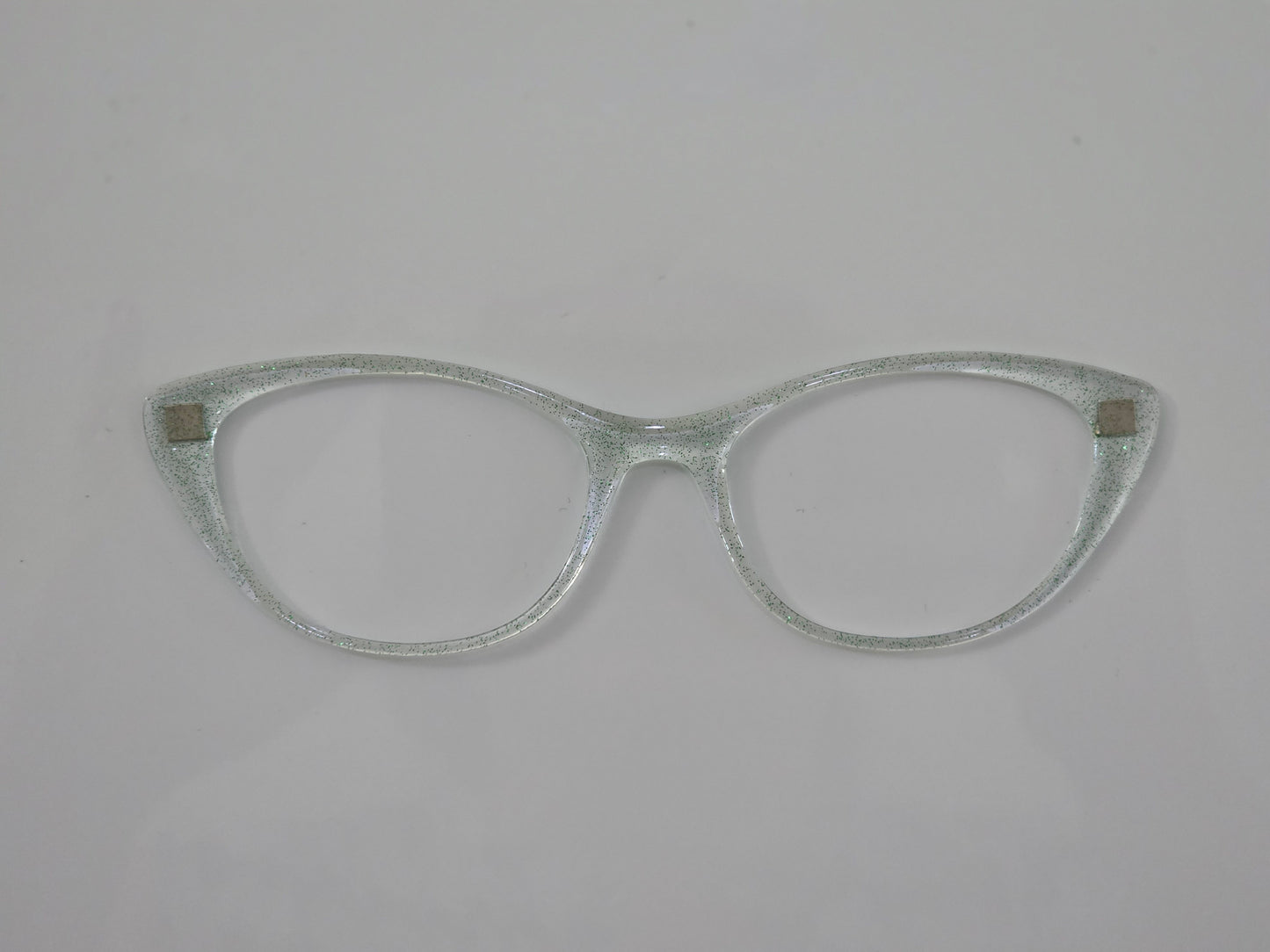 Emily - fine green glitter, snowglobe style (slightly flawed, doesn't sit completely flush on bottom) - READY TO SHIP