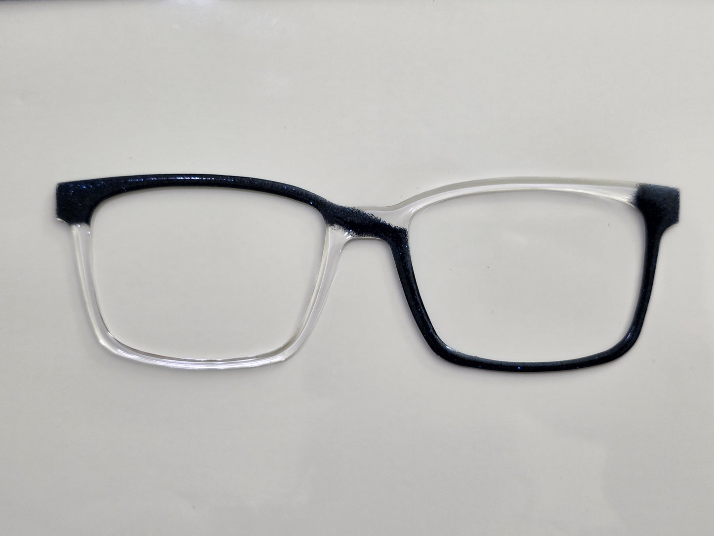 Kendra - midnight blue glitter asymmetrical fade to clear 3 - READY TO SHIP
