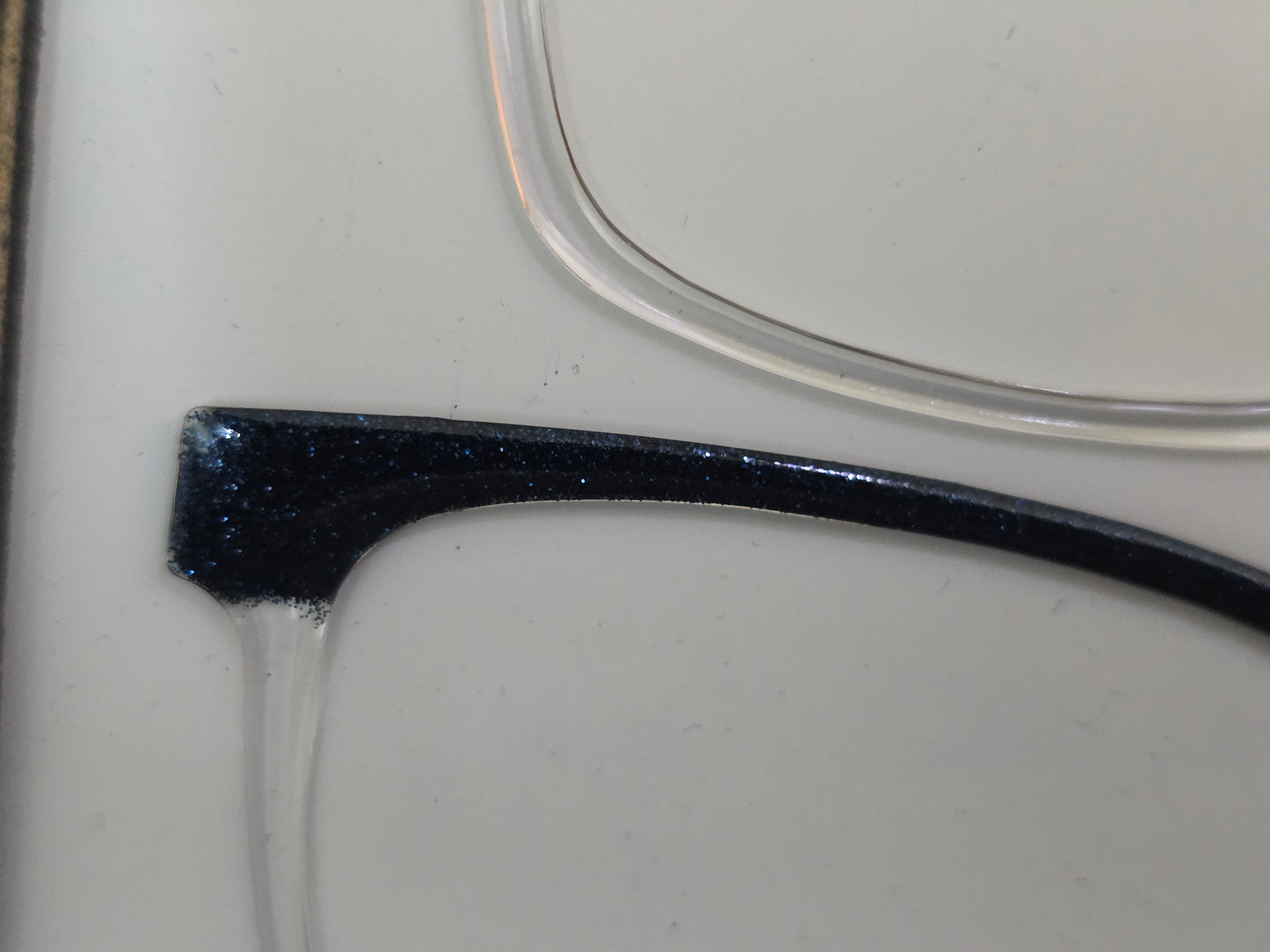 Kendra - midnight blue glitter asymmetrical fade to clear 4 - READY TO SHIP