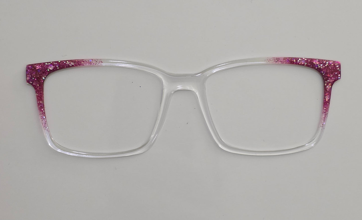 Kendra - pink glitter corner fade, small flaw - READY TO SHIP