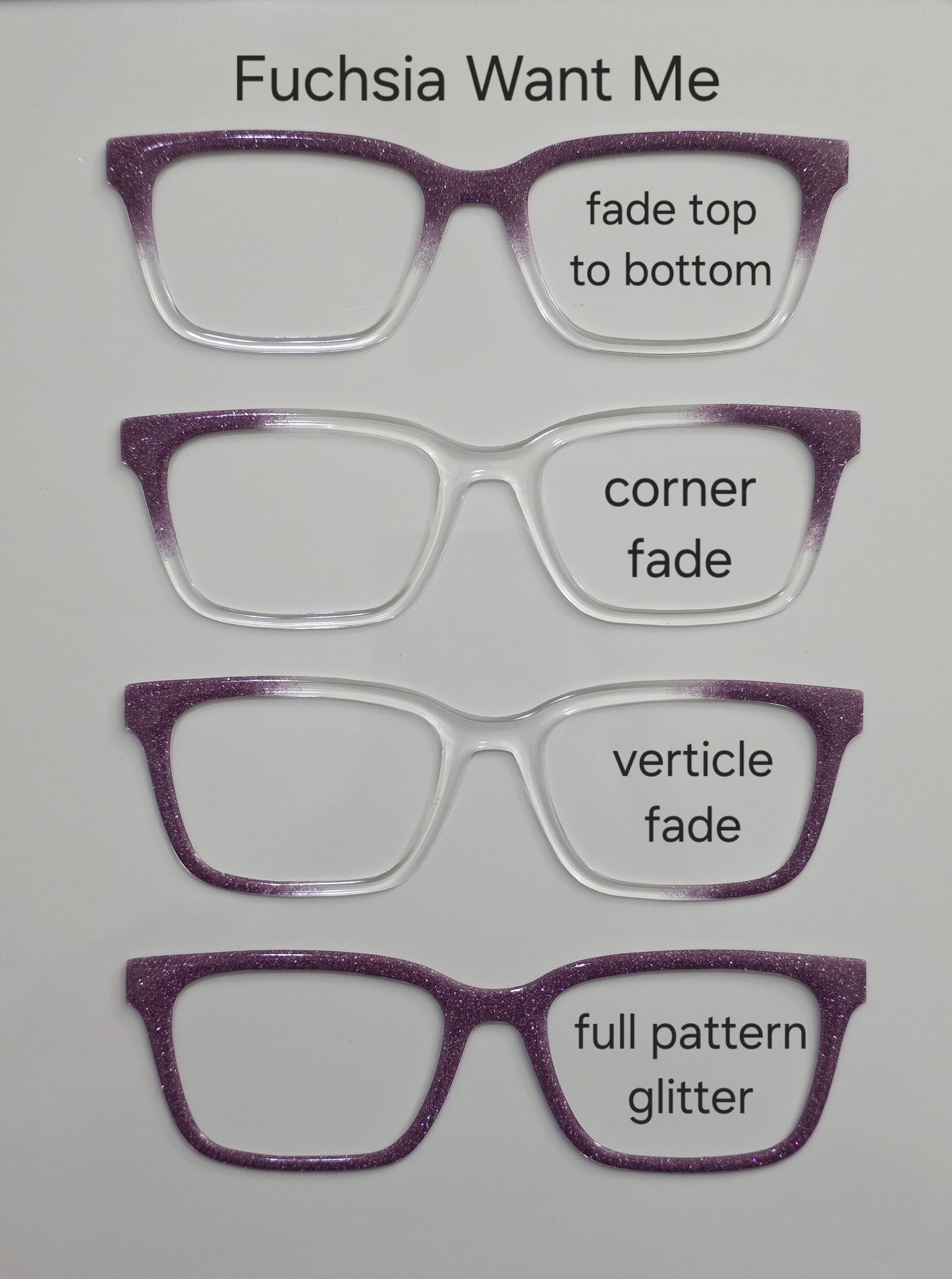 Fuchsia Want Me Glitter Magnetic Eyeglasses Topper
