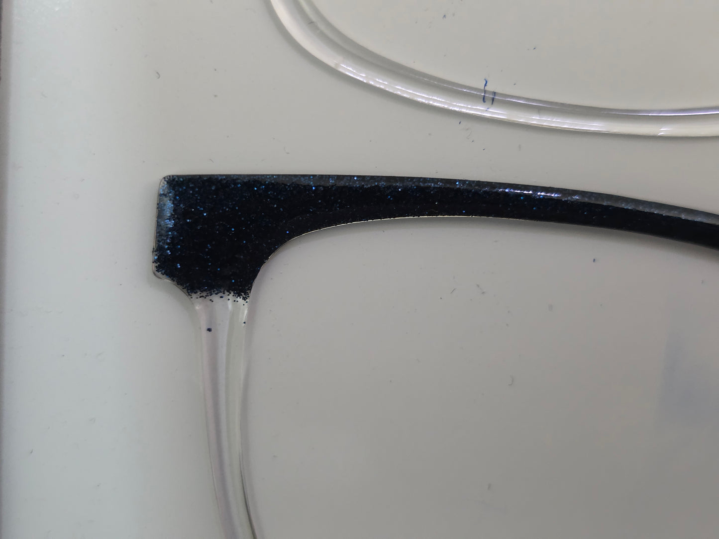 Kendra - midnight blue glitter asymmetrical fade to clear 3 - READY TO SHIP