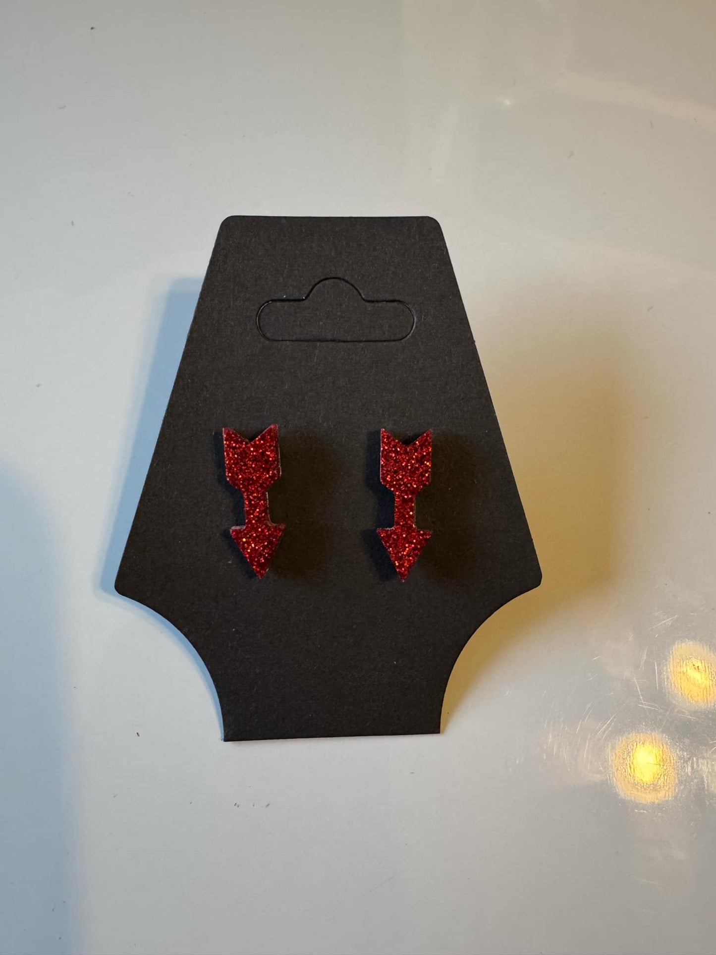 Earrings - lipstick red glitter READY TO SHIP