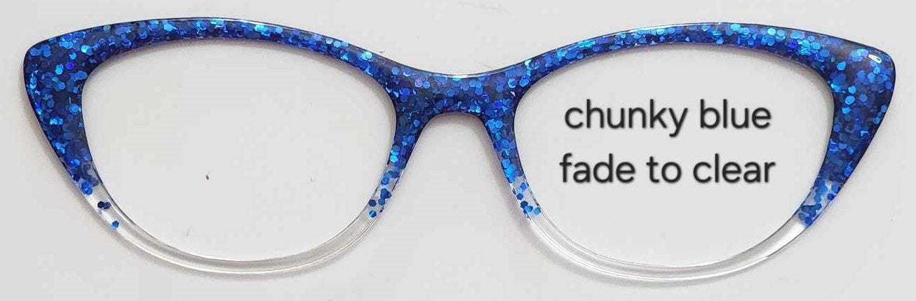 Chunky Blue Glitter-Clear Magnetic Eyeglasses Topper