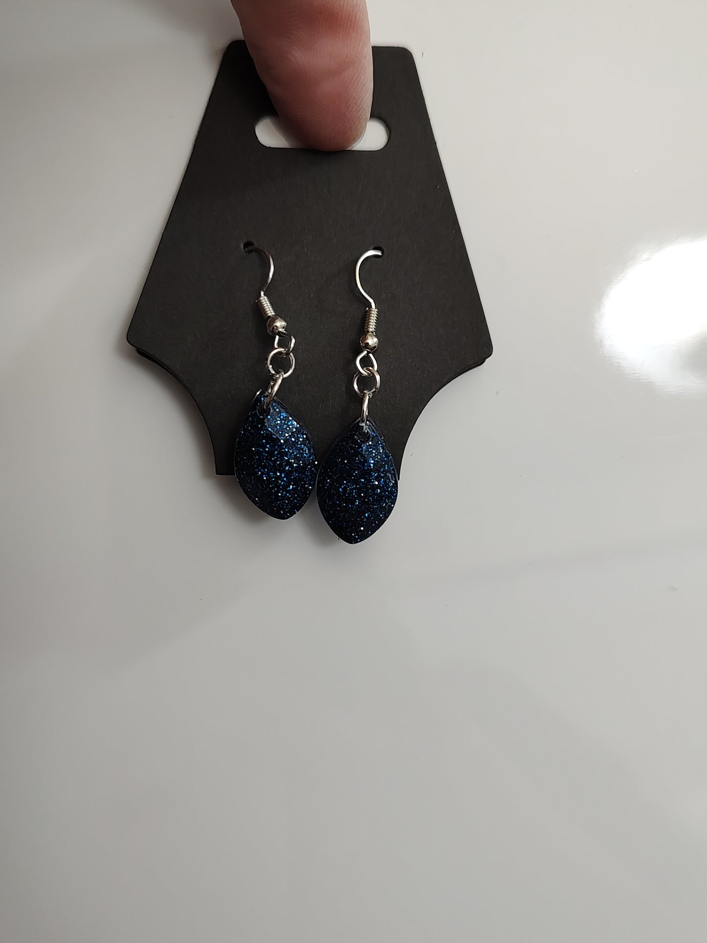 Earrings -midnight, light, ocean, sapphire, and fluorescent glitter  READY TO SHIP