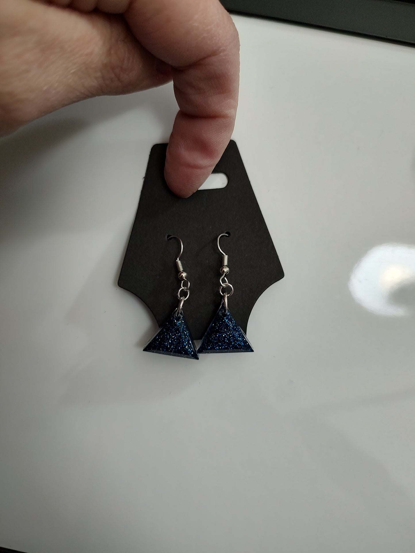 Earrings -midnight, light, ocean, sapphire, and fluorescent glitter  READY TO SHIP