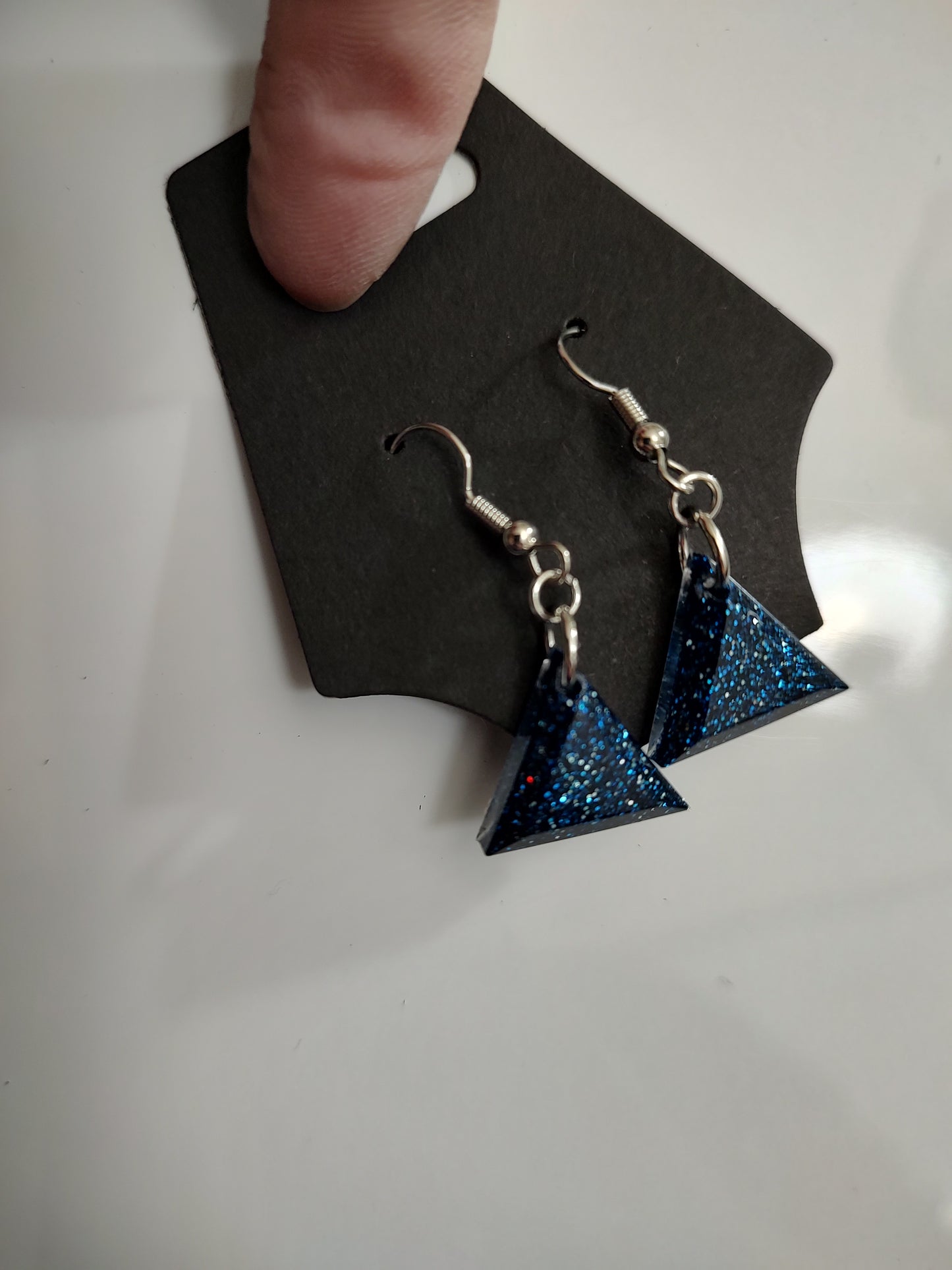 Earrings -midnight, light, ocean, sapphire, and fluorescent glitter  READY TO SHIP