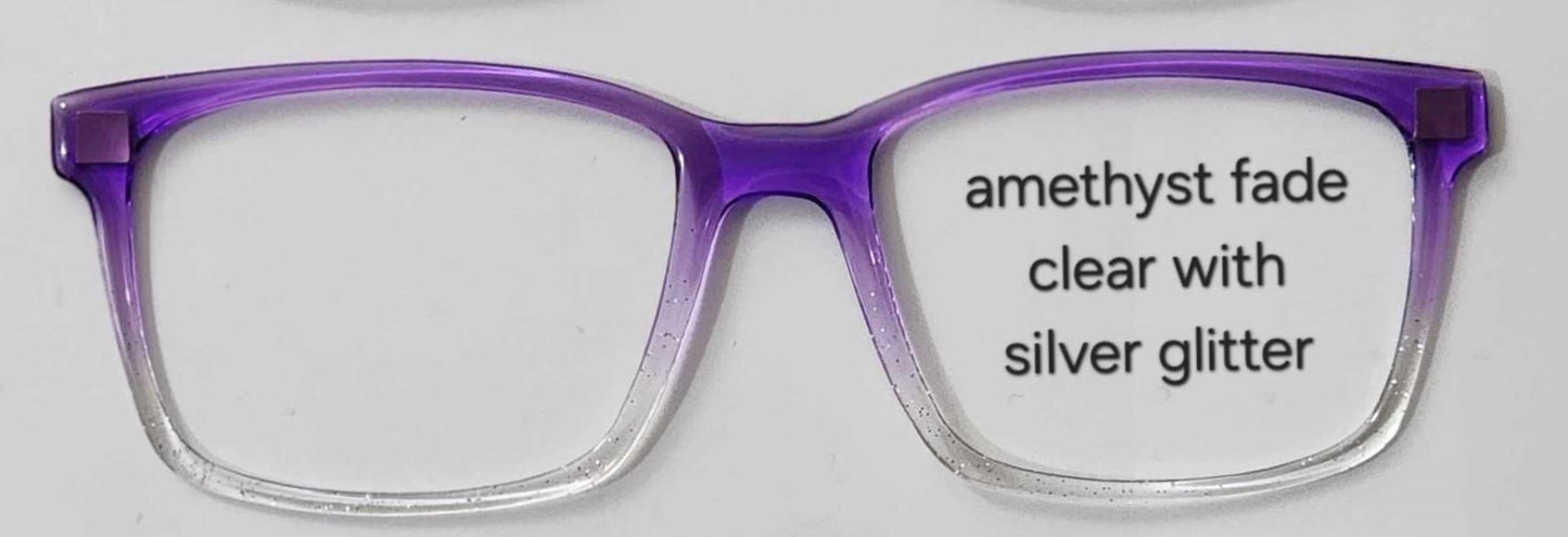 Amethyst-Clear with Glitter Magnetic Eyeglasses Topper