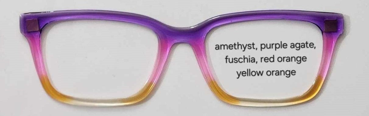 Amethyst-Purple Agate-Fuchsia-Red Orange-Yellow Orange Magnetic Eyeglasses Topper