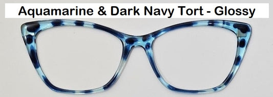 Aquamarine-Dark Navy Tortoise Magnetic Eyeglasses Topper