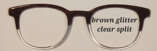 Brown Glitter-Clear Translucent Magnetic Eyeglasses Topper