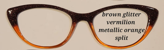 Brown Glitter Vermilion Metallic Orange Magnetic Eyeglasses Topper