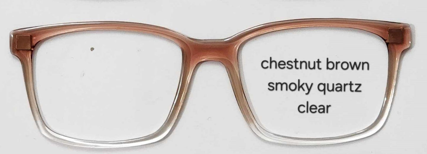 Chestnut Brown-Smoky Quartz-Clear Magnetic Eyeglasses Topper