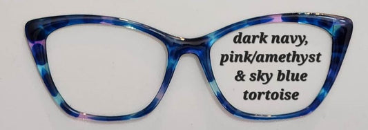 Dark Navy-Pink-Amethyst-Sky Blue Tortoise Magnetic Eyeglasses Topper
