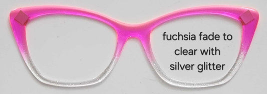 Fuchsia-Clear with Silver Glitter Magnetic Eyeglasses Topper