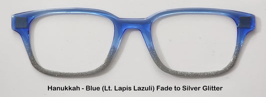 Hanukkah Lt Lapis Lazuli Blue-Silver Glitter Magnetic Eyeglasses Topper