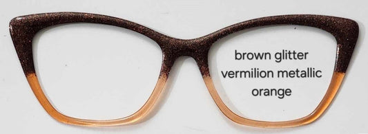 Brown Glitter-Vermilion Metallic Orange Magnetic Eyeglasses Topper