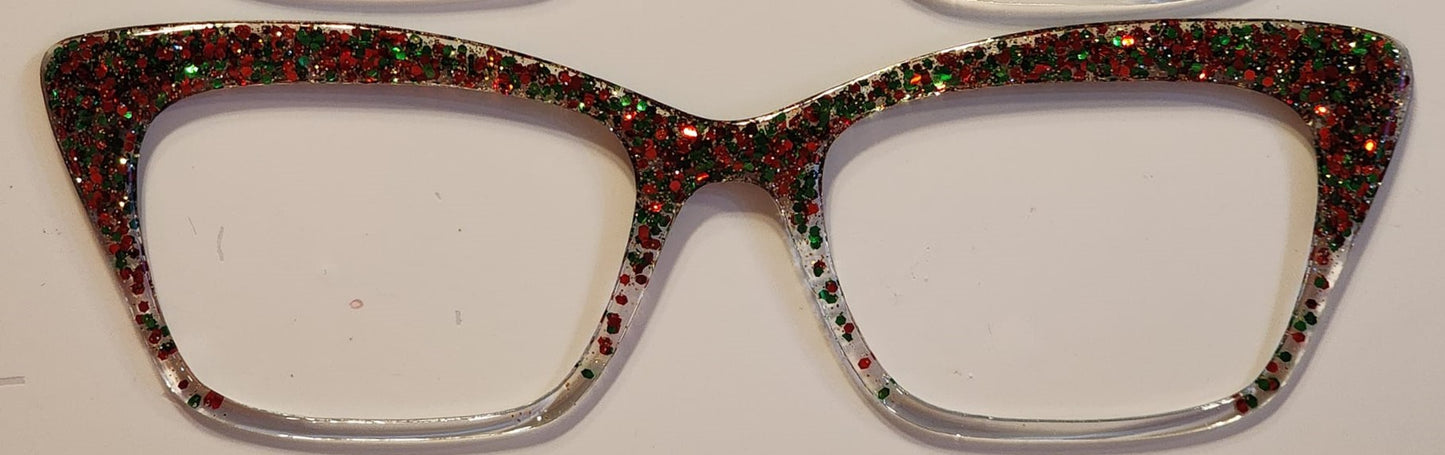 Chunky Christmas Glitter-Clear Magnetic Eyeglasses Topper