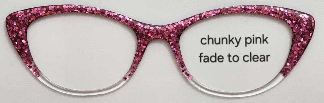 Chunky Pink Glitter-Clear Magnetic Eyeglasses Topper