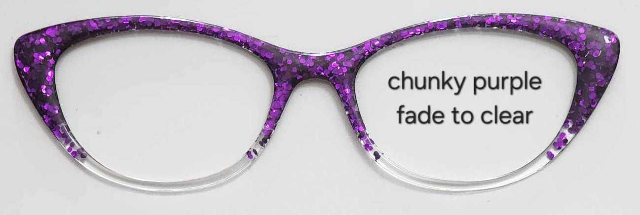 Chunky Purple Glitter-Clear Magnetic Eyeglasses Topper