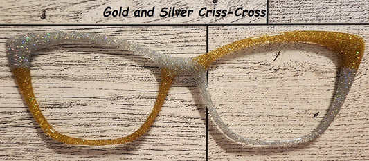 Gold & Silver Criss Cross Glitter Magnetic Eyeglasses Topper