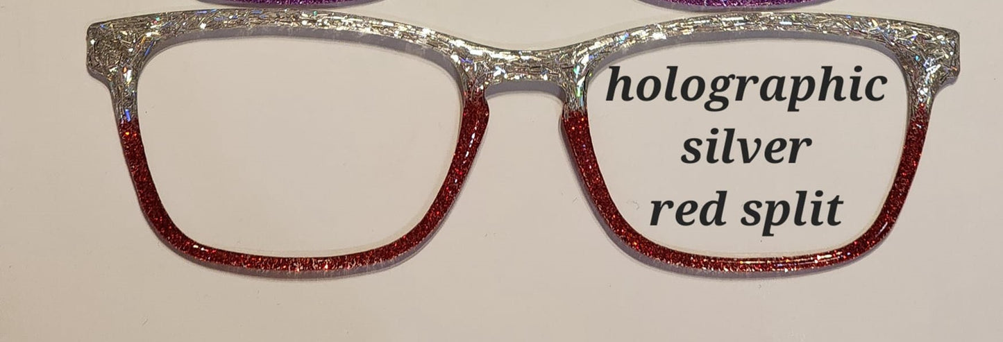 Holographic Silver-Red Glitter Magnetic Eyeglasses Topper