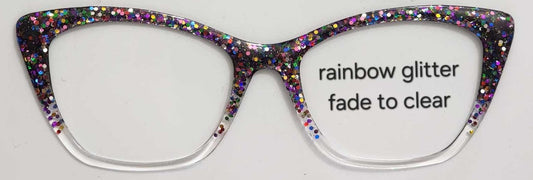 Rainbow Glitter-Clear Magnetic Eyeglasses Topper