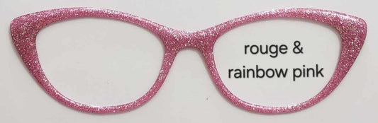 Rouge and Rainbow Pink Glitter Magnetic Eyeglasses Topper