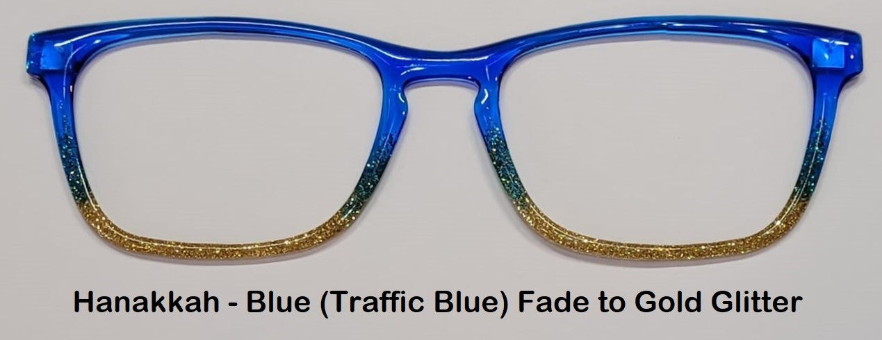 Hanukkah Traffic Blue-Gold Glitter Magnetic Eyeglasses Topper