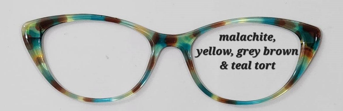 Malachite-Yellow-Grey Brown-Teal Tortoise Magnetic Eyeglasses Topper