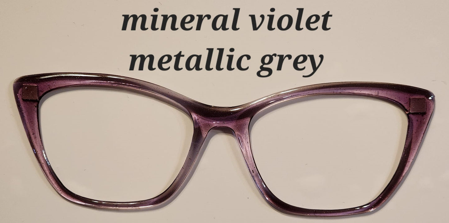 Mineral Violet Metallic Grey Translucent Magnetic Eyeglasses Topper