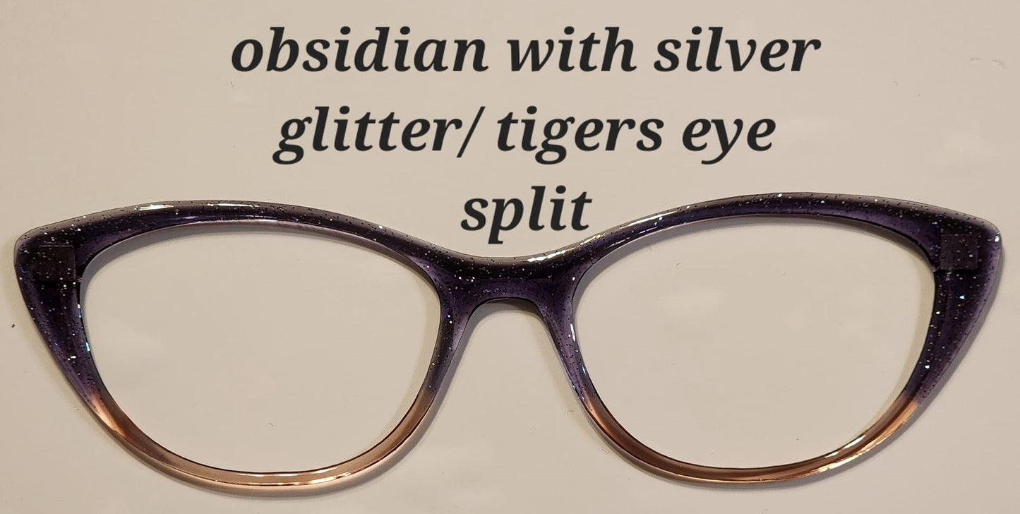 Obsidian with Silver Glitter Magnetic Eyeglasses Topper