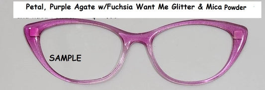 Petal Purple Agate with Fuchsia Want Me Glitter and Mica Powder Translucent Magnetic Eyeglasses Topper