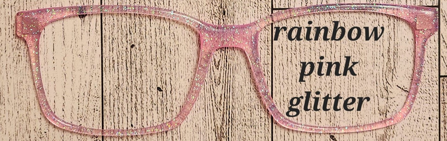 Rainbow Pink Glitter Translucent Magnetic Eyeglasses Topper