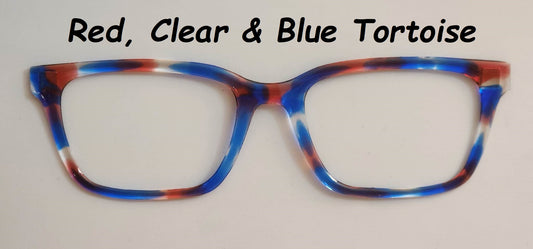 Red-Clear-Blue Tortoise Magnetic Eyeglasses Topper