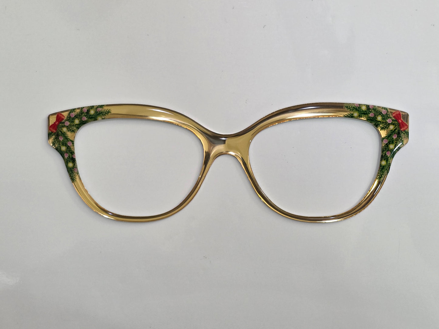 Mirror Gold Christmas Wreath Metal Topper with resin top coat