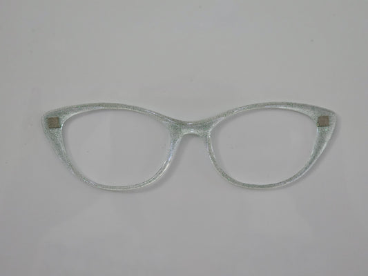 Emily - fine green glitter, snowglobe style (slightly flawed, doesn't sit completely flush on bottom) - READY TO SHIP