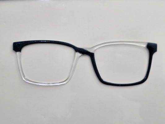 Kendra - midnight blue glitter asymmetrical fade to clear 3 - READY TO SHIP