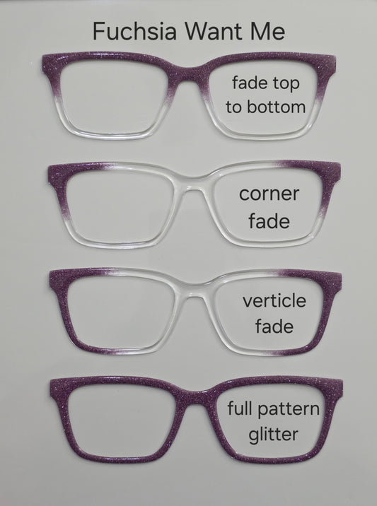 Fuchsia Want Me Glitter Magnetic Eyeglasses Topper