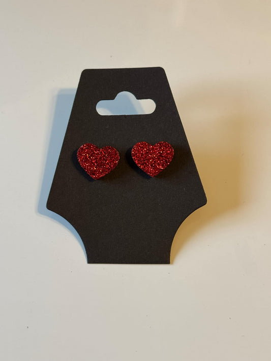 Earrings - lipstick red glitter  READY TO SHIP