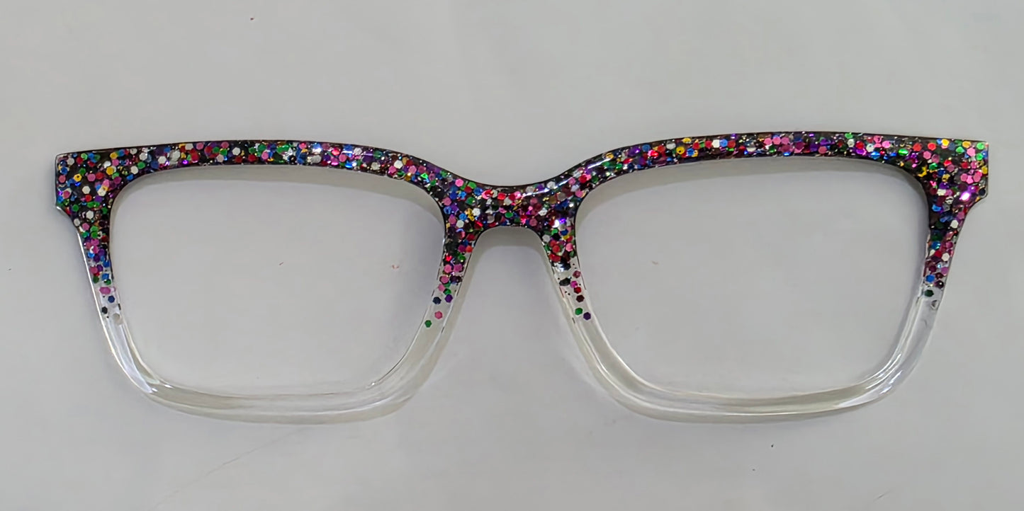 Rainbow Glitter-Clear Magnetic Eyeglasses Topper