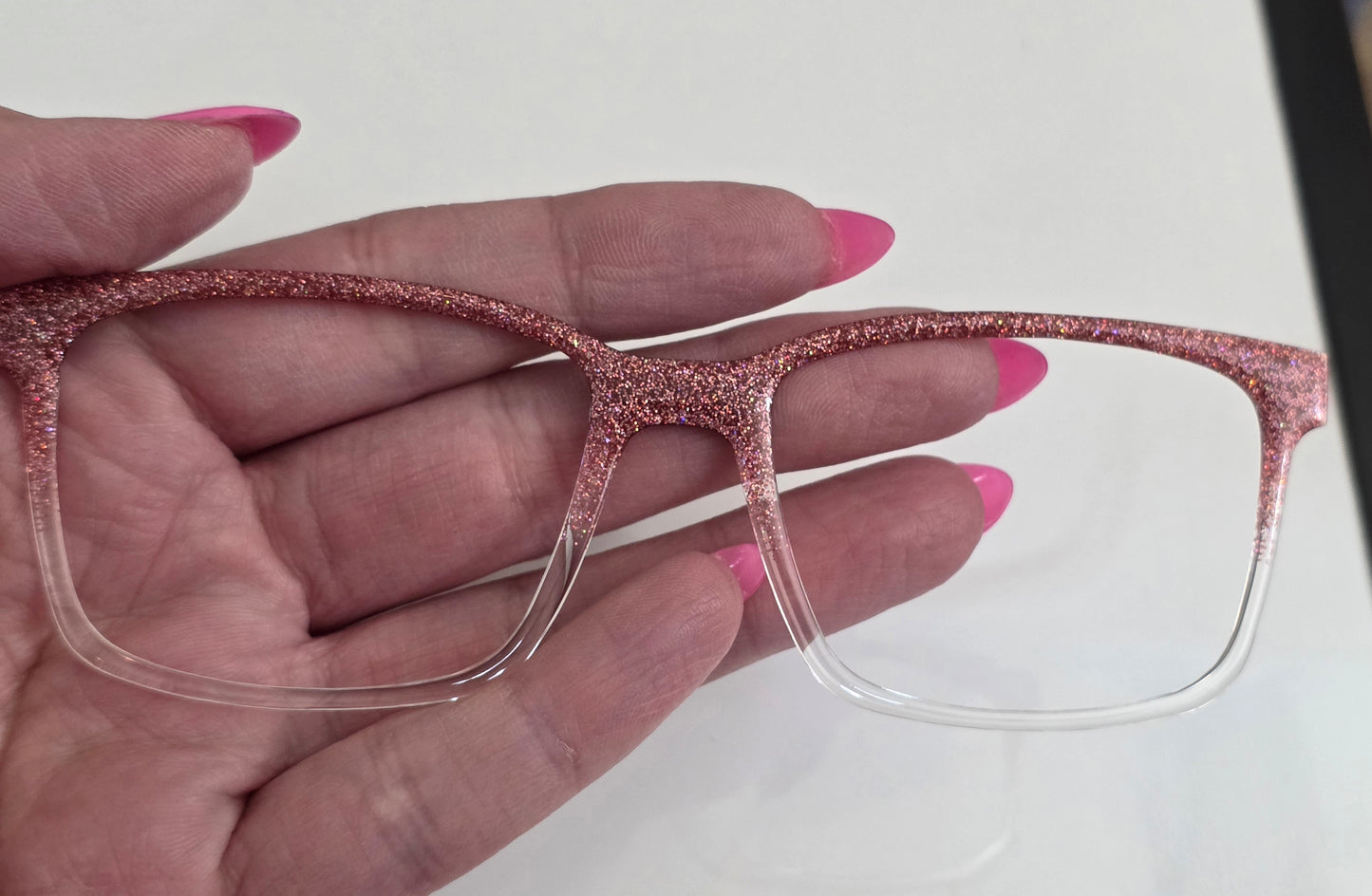Radiant Coral glitter Magnetic Eyeglasses Topper