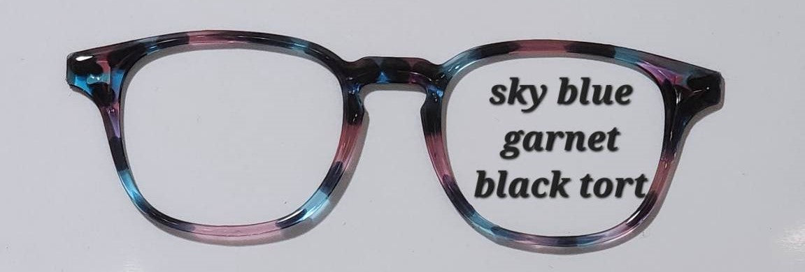 Sky Blue-Garnet-Black Tortoise Magnetic Eyeglasses Topper