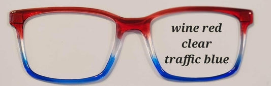 Wine Red-Clear-Traffic Blue Magnetic Eyeglasses Topper